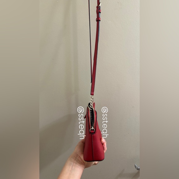 DKNY Red Leather Crossbody Bag with Silver Chain strap INCLUDES Gold Chain Strap - Picture 5 of 10